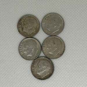 5 x  Silver Coins - Dimes